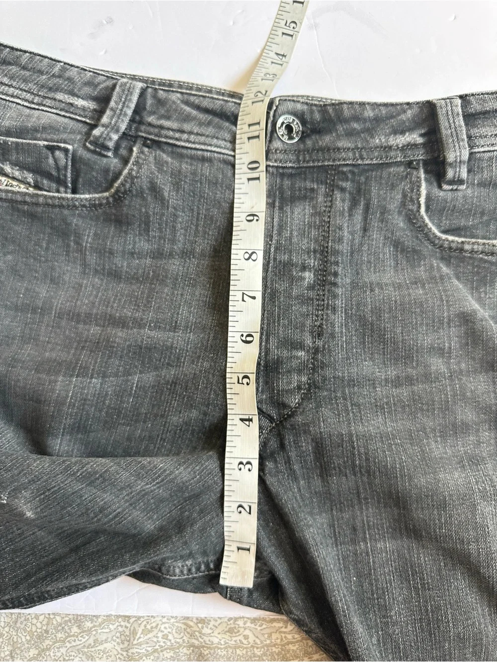 DIESEL Men’s Gray/Black Heeven Button Fly Distressed Denim Jeans- Size 33x34